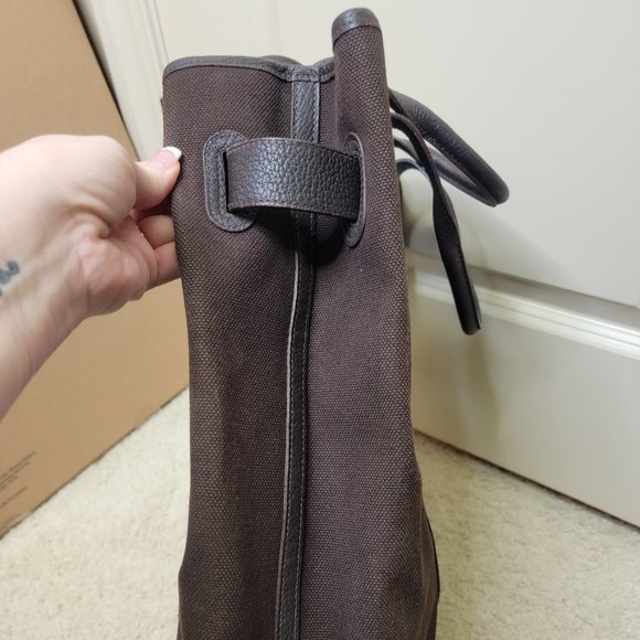 Hermes Petite Saint-Tule PM BROWN Tote Bag Canvas Leather K Engraved - Picture 14 of 16